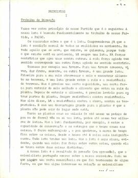 Princípios do Partido escrito a partir de uma gravação das palavras do Secretário Geral, destinado aos camaradas participantes no Seminário de Quadros: Trabalho de Direção