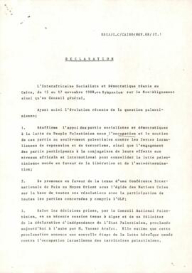 Déclaration de l'Interafricaine Socialiste et Démocratique