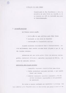 Situação de Cabo Verde: Comunicação de Sua Excelência o Alto Comissário de Cabo Verde na reunião de 25 de janeiro da Comissão Nacional de Descolonização