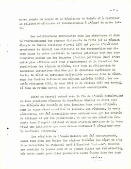 Rapport bref sur la lutte en 1971, par Amílcar Cabral, Secrétaire Général du PAIGC