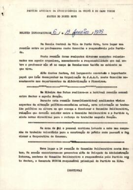 Boletim Informativo do Setor do Porto Novo de 06 a 13 janeiro de 1976