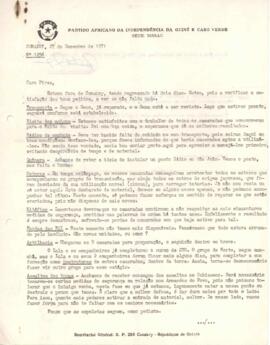 Carta nº 1256, de Aristides Pereira ao Camarada Pedro Pires