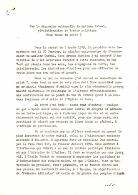 Simpósio Amílcar Cabral: Sur la dimension culturelle de Amílcar Cabral, révolutionnaire et leader politique, sous thème du point?