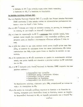 Forças Revolucionárias do Povo (FARP) : Bases e componentes, elaborado pelo Conselho de Guerra do PAIGC