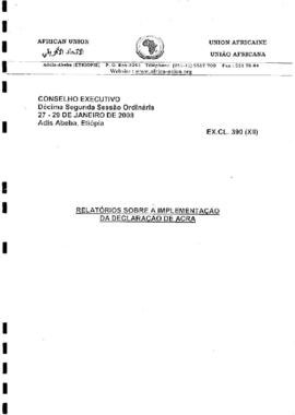 Relatórios sobre a implementação da Declaração de Acra da 12ª sessão ordinária da União Africana