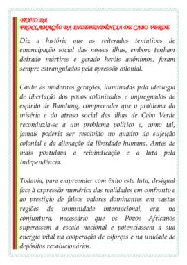 Texto da proclamação da independência de Cabo Verde