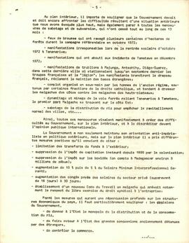 Note sur la situation à Madagascar présenté par le "Parti du Congrès de l'Indépendance de Madagascar - AKFM"