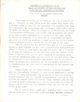 Extraits de commentaires de la “Radio Libertação” station emettrice du PAIGC sur le événements au Portugal (tradution  de la langue portugaise)