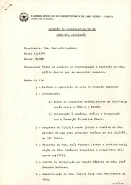 Ata nº 10/III/84, do Conselho Nacional do PAICV