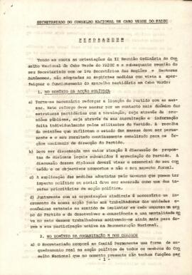 Memorando do Secretariado do Conselho Nacional de Cabo Verde do PAIGC