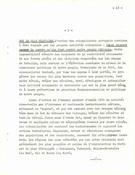 Rapport bref sur la lutte en 1971, par Amílcar Cabral, Secrétaire Général du PAIGC