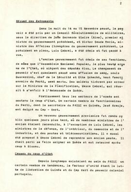 Le changement de pouvoir en Guiné-Bissau: Information sur les causes - prise de position provisoire de la Mondlane Stichting