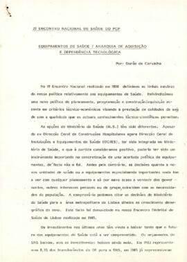 II Encontro Nacional de Saúde do PCP: Equipamentos de saúde - Anarquia de aquisição e dependência tecnológico, por  Durão Carvalho