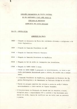 Comissão preparatória da visita pastoral de sua Santidade o Papa João Paulo II: Serviço do Protocolo