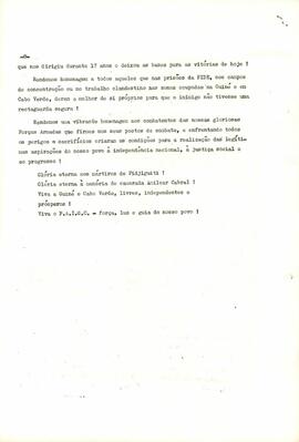 Mensagem do Secretário Geral PAIGC, camarada Aristides Pereira, por ocasião do 15° aniversário do massacre do Pidjiguiti